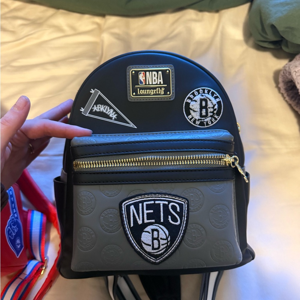 Loungefly Brooklyn Nets Black and Gray Mini Backpack